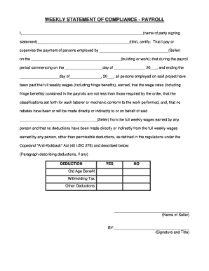 Weekly Payroll Compliance Statement