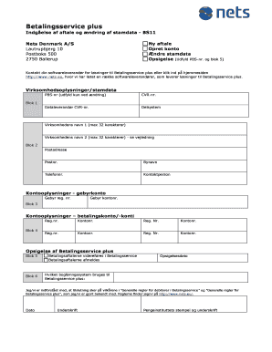 Betalingsservice Plus Agreement Form