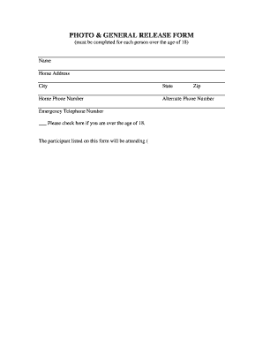 Photo and General Release Form