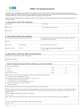 Norwegian Offer of Employment