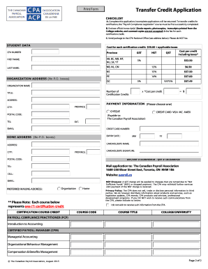 Transfer Credit Application