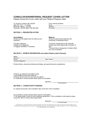 Consultation Referral Request Cover Letter