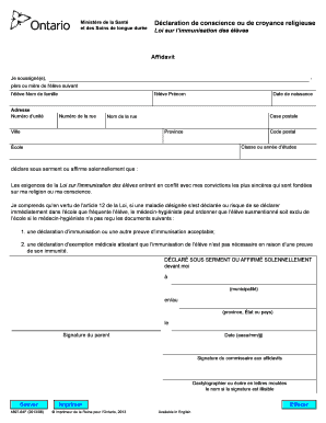 Déclaration de conscience ou de croyance religieuse