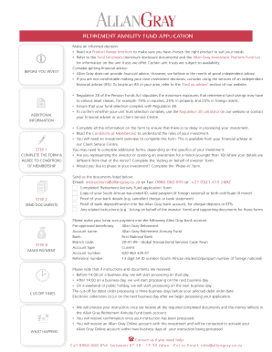 Retirement Annuity Fund Application