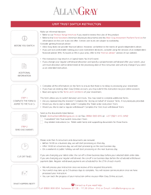 Unit Trust Switch Instruction Form