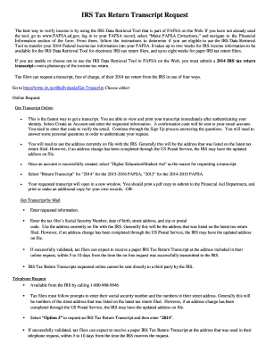 IRS Tax Return Transcript Request