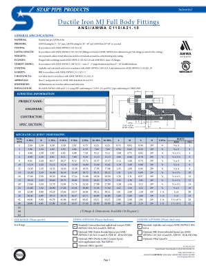 Ductile Iron MJ Full Body Fittings Specification