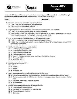 Supra eKEY Quiz Form
