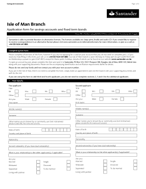 Santander Isle of Man Savings Account Application