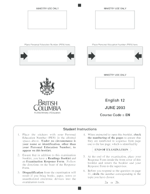 British Columbia English 12 Provincial Exam