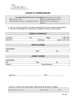 Change of Address Request