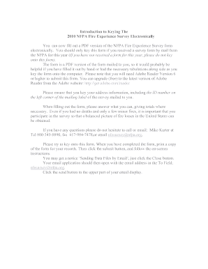 NFPA Fire Experience Survey Form