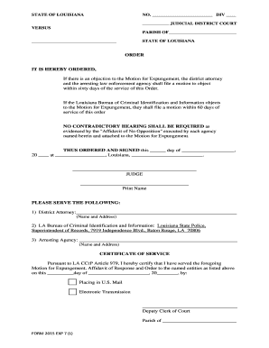 Louisiana Motion for Expungement Order