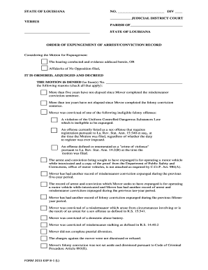 Louisiana Order of Expungement of Arrest/Conviction Record