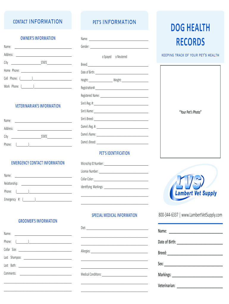 Dog Health Records Fill Online, Printable, Fillable, Blank pdfFiller