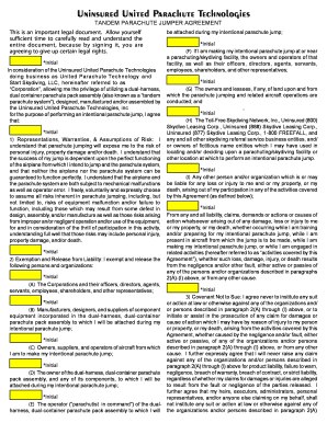 Start Skydiving LLC Skydiving Agreement