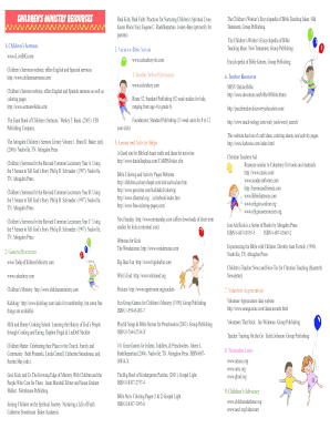 Fillable Online Childrens Ministry Resources Fax Email Print - pdfFiller