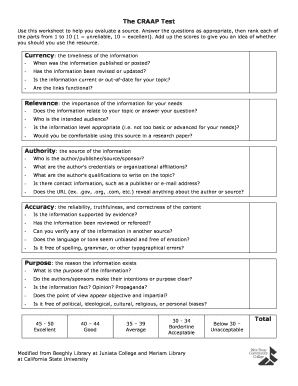 CRAAP Test Worksheet
