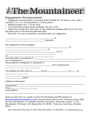 Engagement Announcement Form