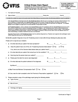 Critical Illness Claim Report