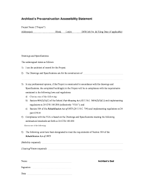 Architect's Pre-construction & Post-construction Accessibility Statements