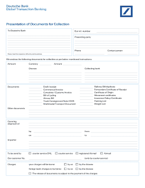 Fillable Online Presentation Of Documents For Collection