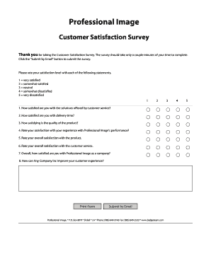 Product quality questionnaire - Professional Image Customer Satisfaction Survey - badgeteam.com