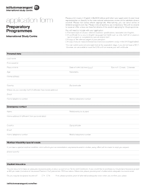 Istituto Marangoni International Study Centre Application Form