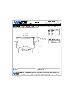 Watts ProLine Floor Cleanout Specification Form