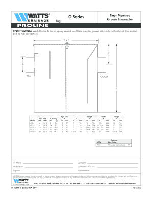 Watts ProLine G Series Grease Interceptor Specification