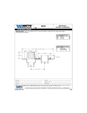 Watts ProLine RD25 Roof Drain/Overflow Combination Specification