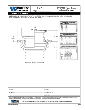 Watts ProLine FD7-R Floor Drain Specification