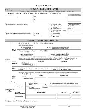 Financial Affidavit for Attorney Services