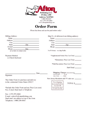 New Jersey Studies Order Form