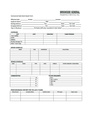 Commercial Auto Quick Quote Form