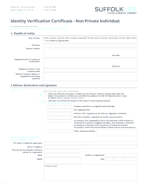 Identity Verification Certificate - Non Private Individual