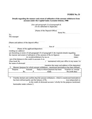 Capital Gains Account Withdrawal Utilization Form
