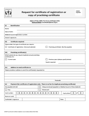 Request for Certificate of Registration or Practising Certificate