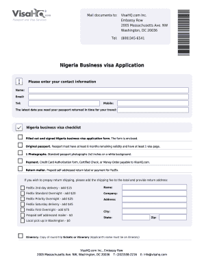 Nigeria Business Visa Application Form