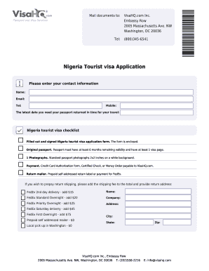 Nigeria Tourist Visa Application Form