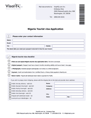 Nigeria Tourist Visa Application Form