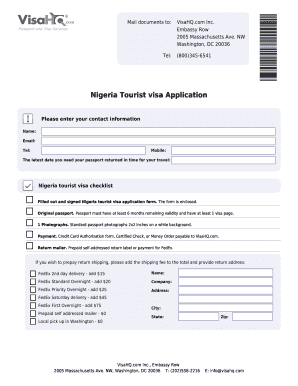 Nigeria Tourist Visa Application Form
