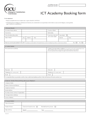 ICT Academy Booking Form