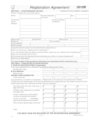 Open University Registration Agreement