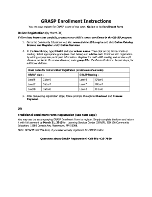 GRASP Enrollment bFormb - Independent School District 196 - district196