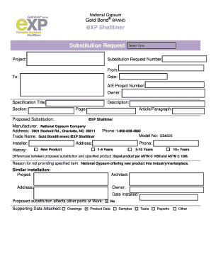 National Gypsum eXP Shaftliner Substitution Request