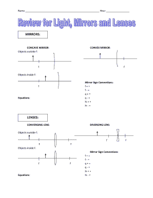 Mirror and Lens Review Problems