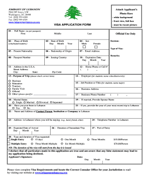 Lebanon Visa Application Form