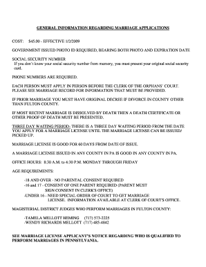Pennsylvania Marriage License Application