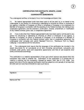 Federal Contracts Certification Form